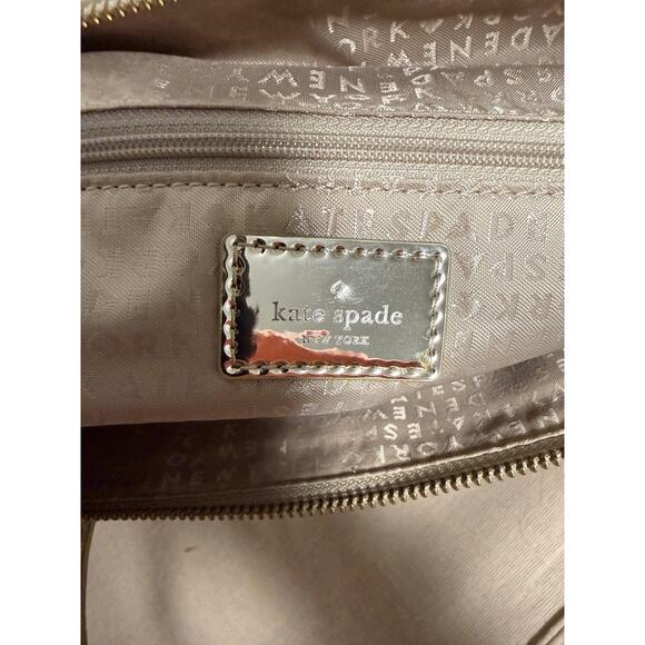 Kate Spade New York Tote Bag Womens Gold Metallic Polka Dot Zip Top Shoulder - Picture 6 of 10